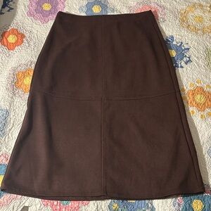 Max Studio Chocolate Brown Faux Suede A-Line Midi Skirt